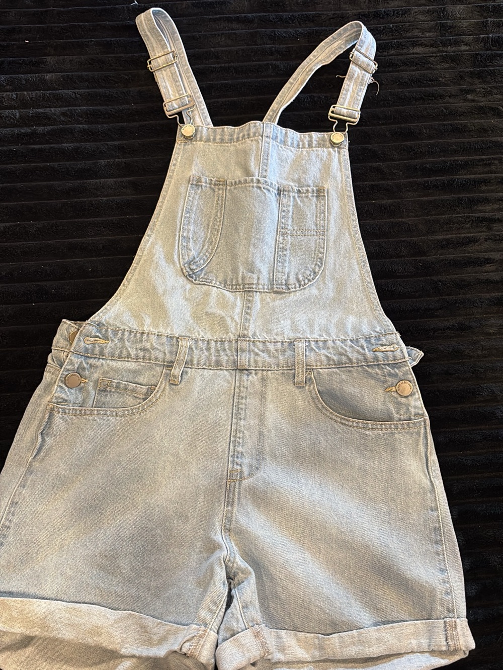 Black Label Light Blue Denim Short Overalls